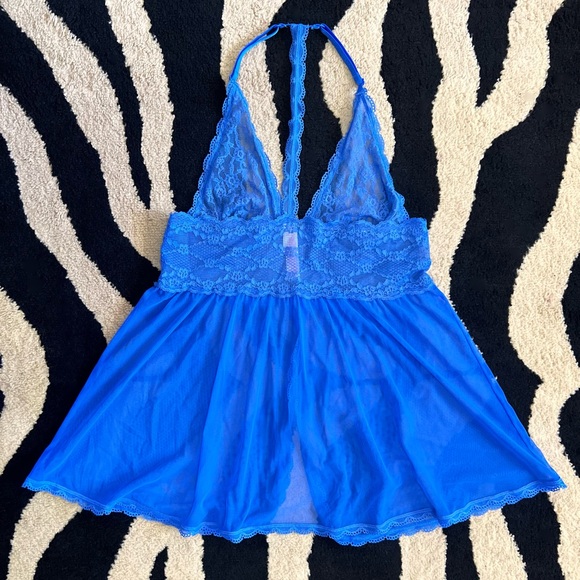 PINK Victoria’s secret blue mesh lingerie top - Picture 4 of 4